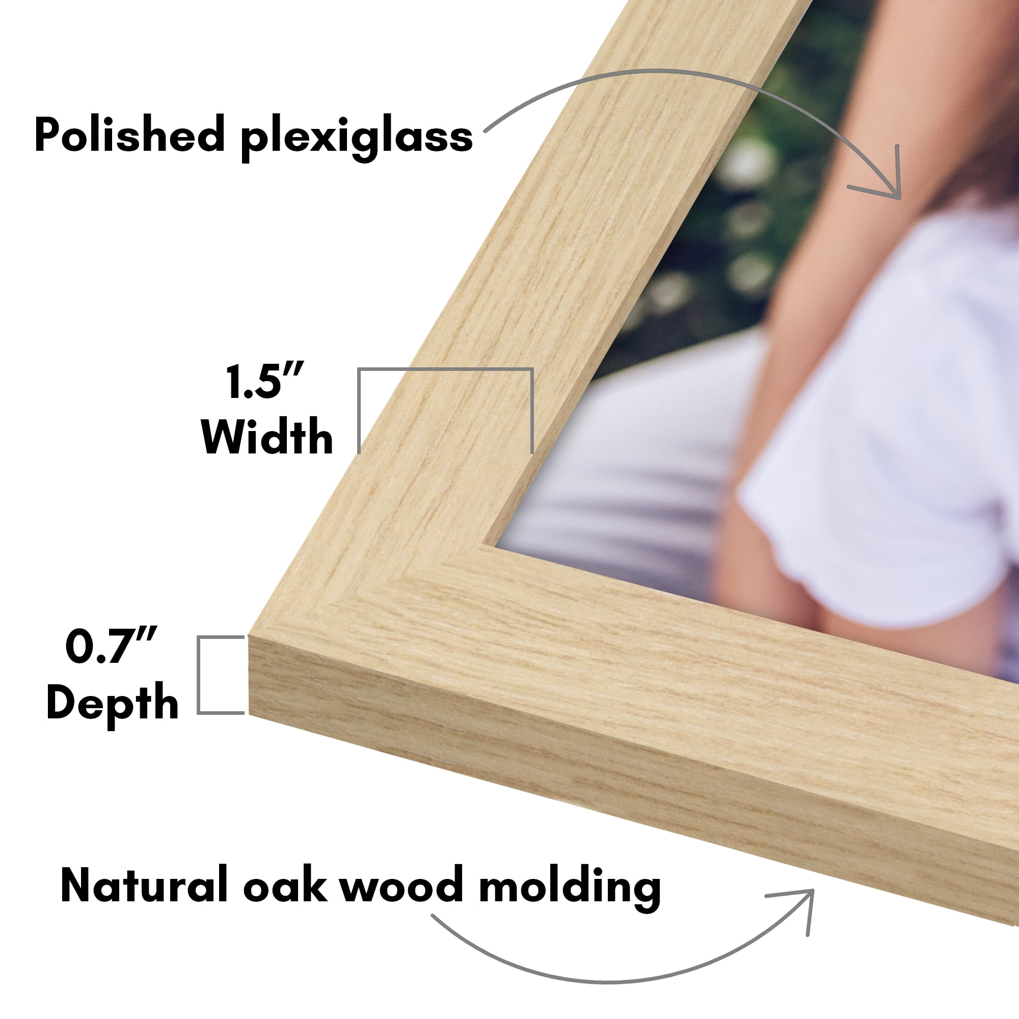 Americanflat Poster Frame 24x36 inches - Natural Oak Wooden Picture Frame with Plexiglass Cover