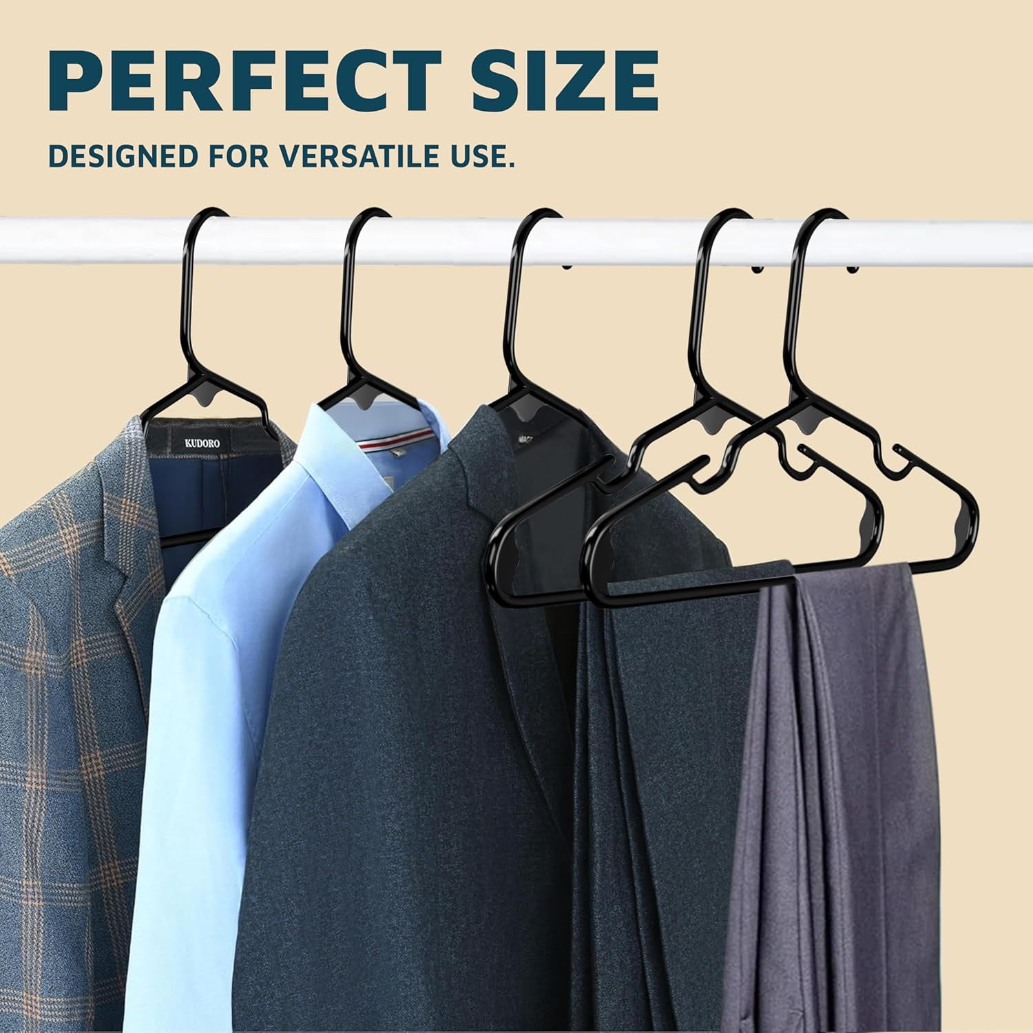 Plastic Kids Clothes Hanger – Children Clothes Hanger with Shoulder Notch, 11.6 Inch Space-Saving Closet Organizer for Baby, Toddler, and Kids Clothing, Hold Up To 5 lbs, Pack of 20, Black