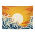 thumbnail image 5 of Fenyluxe  Boho Sun Tapestry Abstract Wave Sunset Sunrise Beach Vintage Mid Century Minimalist Orange Blue Japanese Art Hanging Bedroom Living Room Dorm Wall Blankets Home Decor 40x30inch, 5 of 6