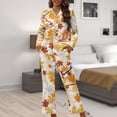 thumbnail image 6 of Kuiaobaty Maple Leaf Squirrel Womens Pajamas Set Long Sleeve Button Down T-Shirts with Loose Long Pants Thanksgiving Pajamas Set Home Apparel Sleepwear Autumn Sleepwear, 2XL, 6 of 7