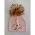 thumbnail image 1 of Gorro con lazo para recién nacido, gorro de invierno con letras de Príncipe, princesa dorada, corona, 1 of 4