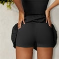 thumbnail image 3 of Women's High Waist Pleated Skort with Built-In Shorts and Asymmetrical Wrap Design- Large, Black, 3 of 6
