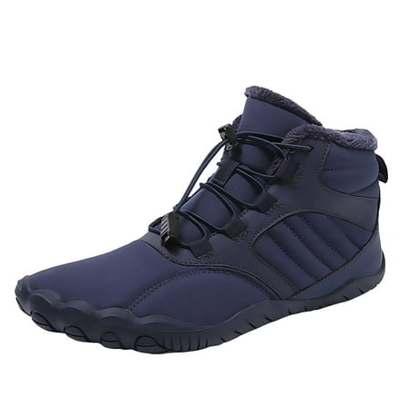 

VMESZQFG Snow Boots for Mens Waterproof Warm Fur Lined Winter Hiking Boot Non Slip Outdoor Ankle High Top Shoes Work Hiker Trekking Dark Blue