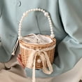 thumbnail image 4 of Woman Straw Bucket Small Summer Rattan Beach Handbag Holiday Portable Bag, 4 of 8