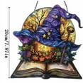 thumbnail image 2 of Zhourta Halloween Acrylic Witch Hat Window Hanging Decor Glow in the Dark Spooky Magic Hat Ornament for Glass Door and Party Decoration, 2 of 5