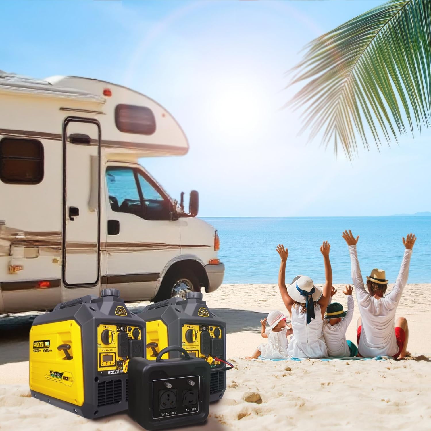 Aceup Energy 4000 Watt Dual Fuel Inverter Generator, Portable Quiet, RV-Ready, EPA Compliant