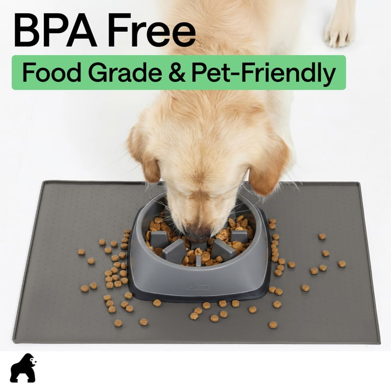 Gorilla Grip Waterproof Raised Edge Silicone Pet Feeding Mat, 18.5