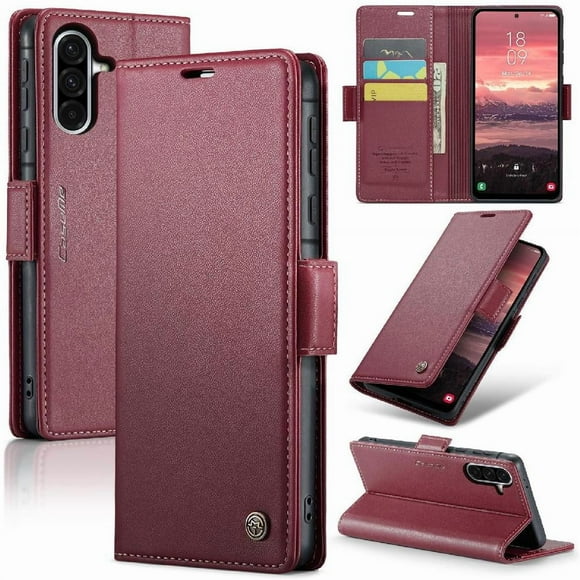 Funda tipo cartera Samsung Galaxy A16 5G con cierre magnético, RFID, tarjetero, soporte, carga inalámbrica