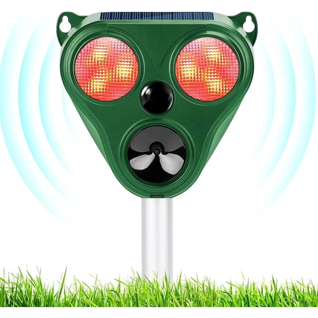 Repelente de gatos para exteriores, repelente ultrasónico de gatos, resistente al agua IP66, repelente de perros, con carga solar, carga USB para prevenir perros y gatos, pájaros, para jardines, campo