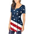 thumbnail image 5 of Itsame 4th of July Outfits for Women Printed Short Top Independence Day Short T-Shirt Sleeve, V-Neck Red, 5 of 6
