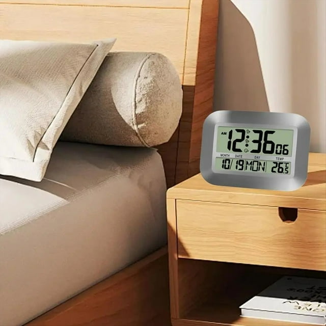 Despertadores para Dormitorios Reloj LED Silencioso para Mesa Reloj Despertador Multifuncional con Pantalla de Fecha y Temperatura