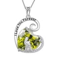 thumbnail image 1 of Juwaliy Collar Madre E Hija de Plata Esterlina 925 Corazón de Amor Peridoto Piedra de Nacimiento de Agosto Dije Joyería Mamá Mujeres Regalo de Navidad Cumpleaños Día de la Madre, 1 of 5
