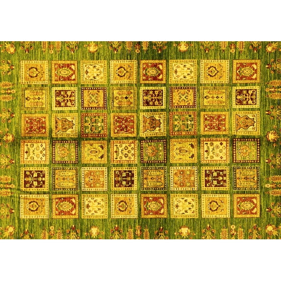 Ahgly Company Indoor Rectangle Abstract Yellow Modern Area Rugs, 4' x 6'
