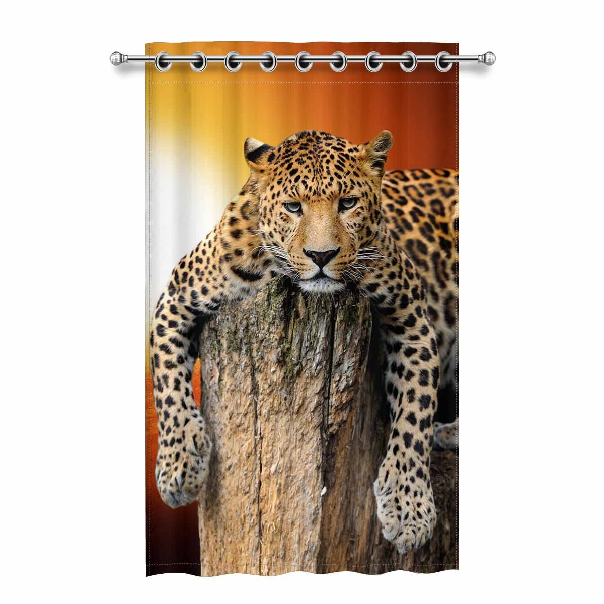 MKHERT Leopard Blackout Window Curtain Drapes Bedroom Living Room