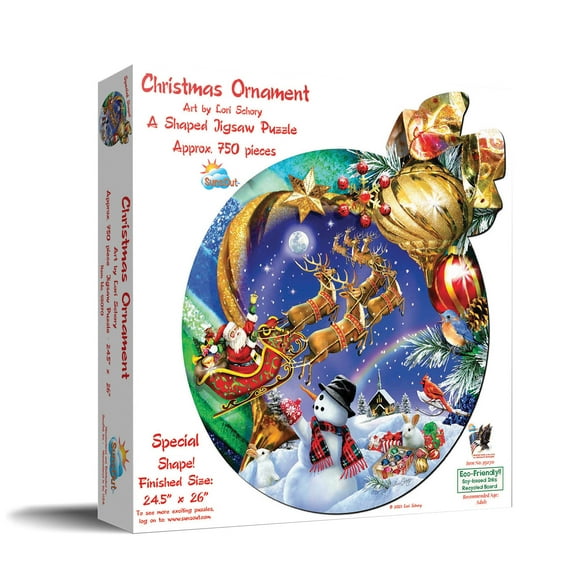 SUNSOUT INC - Christmas Ornament - 750 pc Special Shape Jigsaw Puzzle by Artist: Lori Schory - Finished Size 24.5" x 26.5" Christmas - MPN# 95070