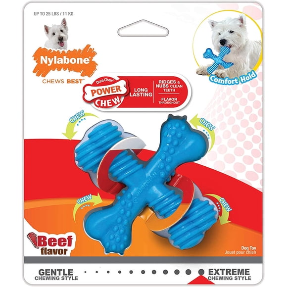 Nylabone Power Chew X-Shaped Dog Bone Chew Toy Beef Flavor S Nylabone Nylabone