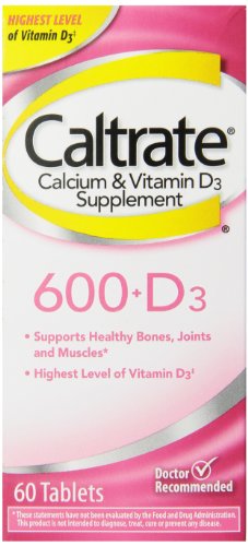 Caltrate 600 + D3 Calcium & Vitamin D3 Supplement, 60 Tablets Each