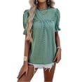 thumbnail image 3 of ZOELNIC Womens Tops Summer Loose Crew Neck Eyelet T-Shirts Dressy Casual Ruffle Sleeve Tunic Blouses, XL, 3 of 5