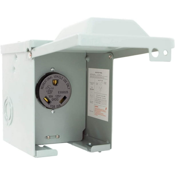RVPAL RV Power Outlet Box, 30 Amp 125 Volt, Enclosed Lockable