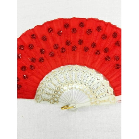 

Set of 12 Red Hand Held Folding Fans w/Gift Bags for Party Favors Party Decor