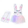 thumbnail image 2 of Douhoow Baby Girl My 1st Easter Clothes Sleeveless Bunny Rainbow Romper Leg Warmers 2PCS Outfit Set, 2 of 9