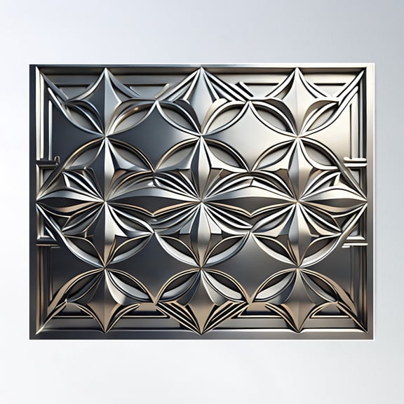 Silver Art Deco Style 015 Poster Wall Art, Modern Wall Decor For Living Room Bedroom, 8x12 UNFRAMED