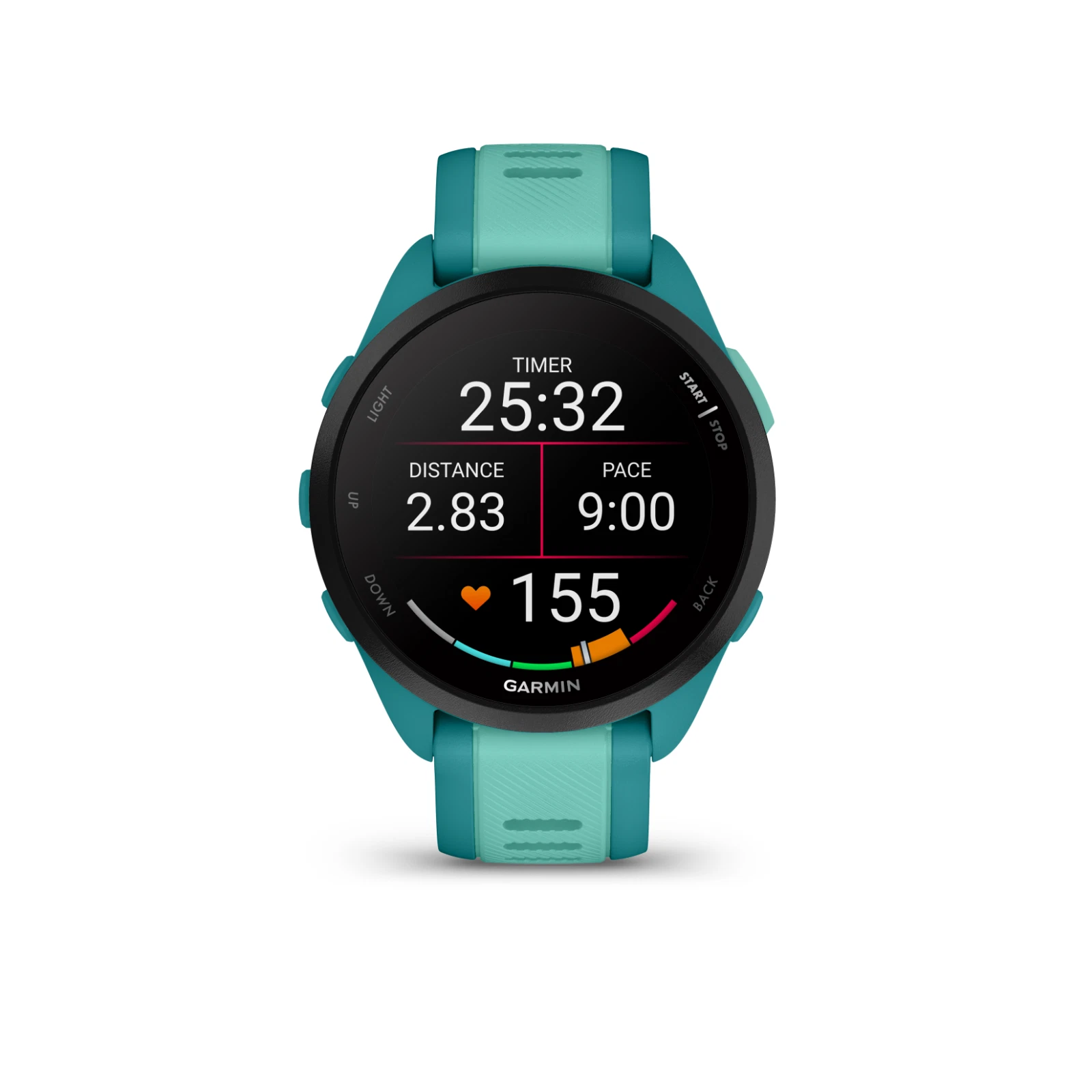 Garmin Forerunner 165 Music Running Smartwatch, Colorful AMOLED Touchscreen, Turquoise/Aqua w/ Wearable4U PowerPack and Adapters Bundle