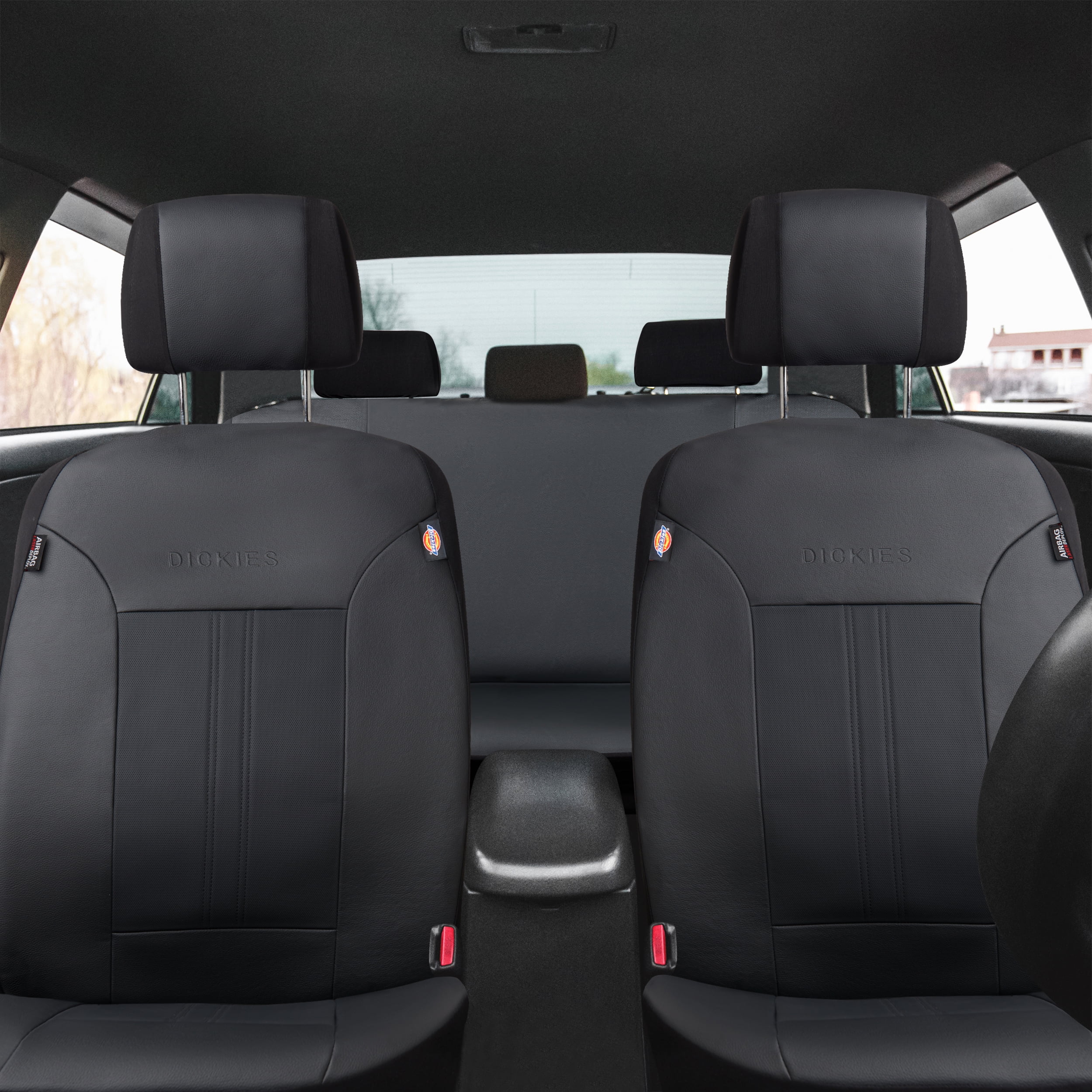 Genuine Dickies Black Peterson Vegan Leather Seat Covers, 3-Piece Set