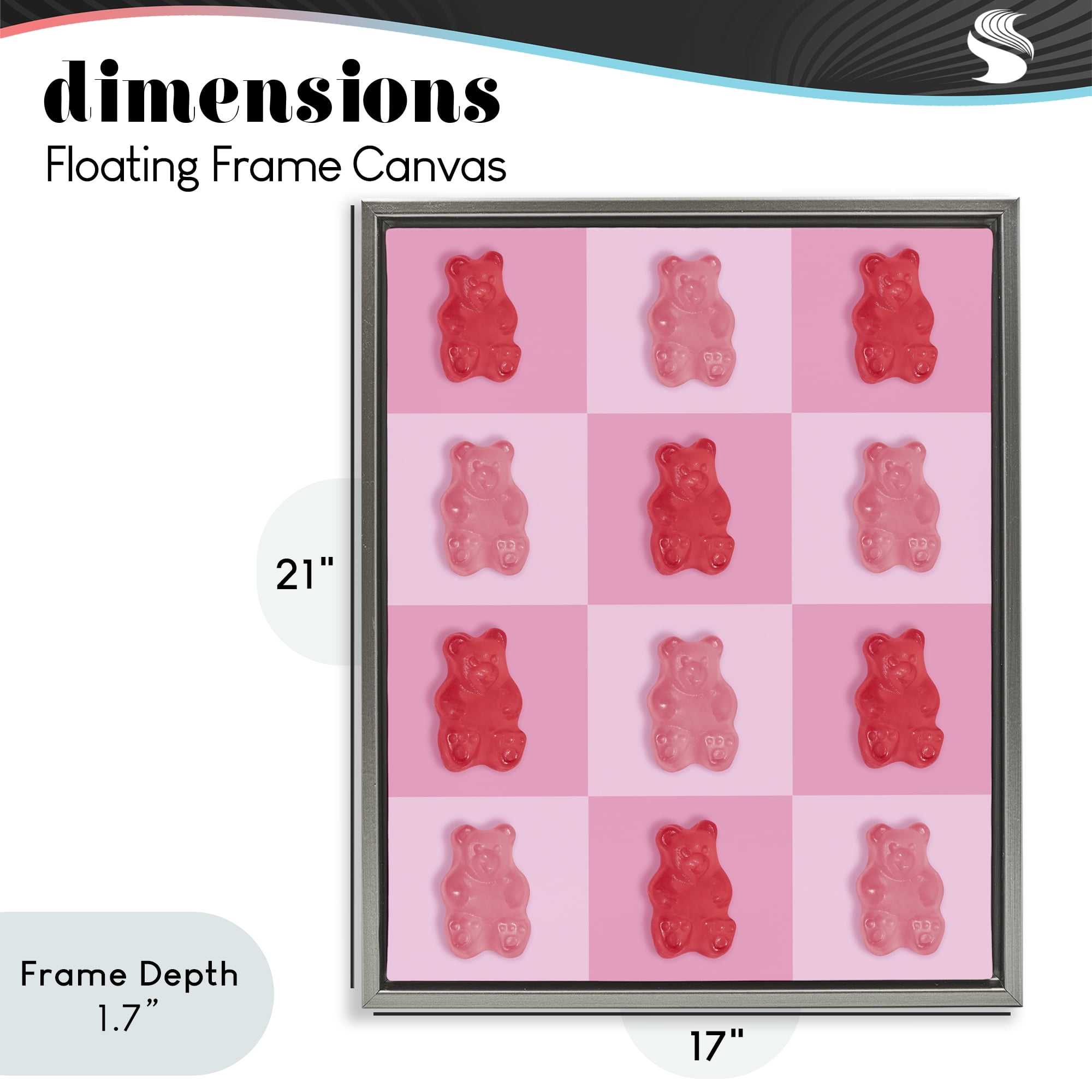 Stupell Industries Pink & Red Candy Bears Gray Framed Floater Canvas Wall Art, design by LISH Creative