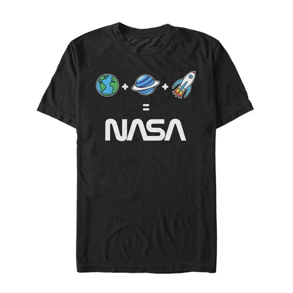 Men's NASA Emoticon Space Logo Equation Graphic Tee Black 2X Large
