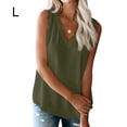 thumbnail image 2 of Qarigey Blusa de color sólido sin mangas con cuello en V y empalme de encaje para mujer Prendas para la parte del cuerpo ejercito verde L Qarigey AP001334-18, 2 of 6