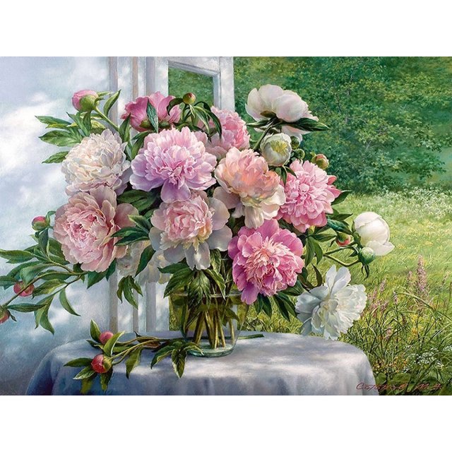 Taladro Diamante Pintura (DB2840) 5D DIY Flor completa Bordado de punto de cruz (WLL1279) 45x60cm Hugtrwg Para estrenar
