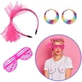 thumbnail image 3 of 80s Costume Accessories for Women, 17Pcs 80s Retro Party Dress with Net Yarn Skirt, Fanny Pack, Fingerless Fishnet Gloves, Necklace, Bracelet, Earring, Party Accessories For Women, 3 of 7