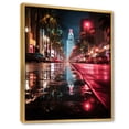 thumbnail image 2 of Designart "Miami City Of Reflections Pink and Black" Cityscapes Floater Framed Wall Art Print, 2 of 7