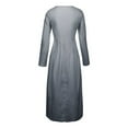 thumbnail image 6 of CALAFEBILA Plus Size Sundress Long Sleeve Solid Color Midi Kaftan Dress Cotton Linen Pleated Pockets Long Dresses for Women 2025, 6 of 9