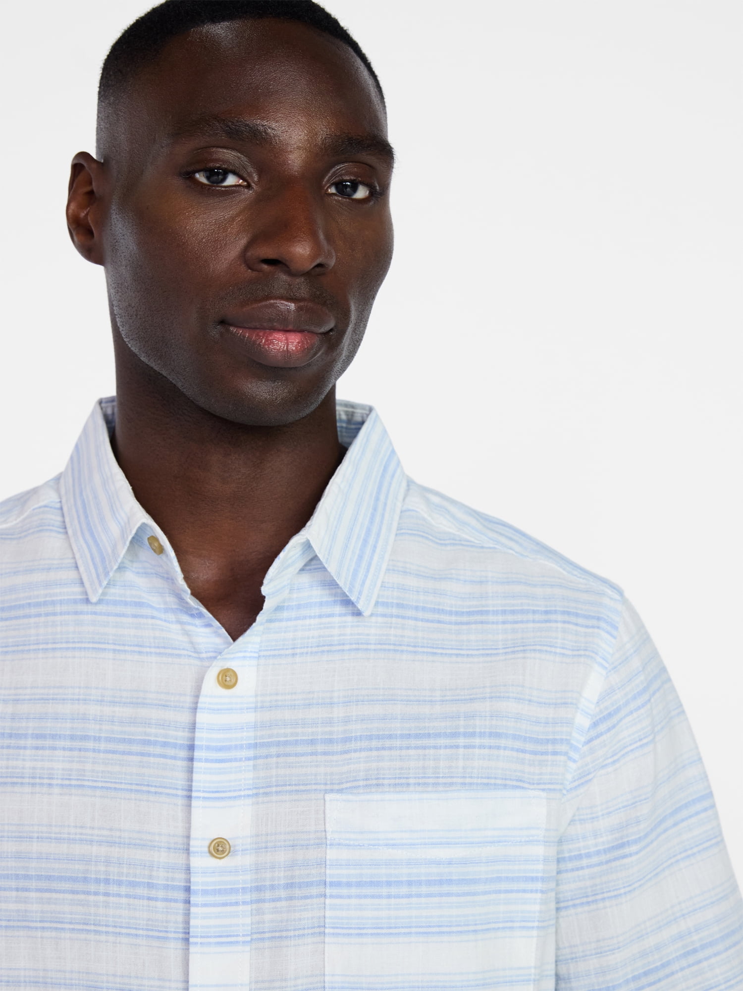 George Men's & Big Men's Modern Fit Poplin Button Up Shirt with Short Sleeves, Sizes XS-5XL