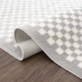 thumbnail image 6 of Hauteloom Gaiwan Living Room, Bedroom Machine Washable Area Rug - Square Piles, Checkered - White, Light Gray - 7'10" x 10', 6 of 13