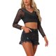 thumbnail image 4 of Top corto brillante INSPIRE CHIC para mujer, con estampado de estrellas, lazo autoadherente, brillante, ideal para fiestas y playa, ajuste delgado, color negro, talla M, 4 of 6