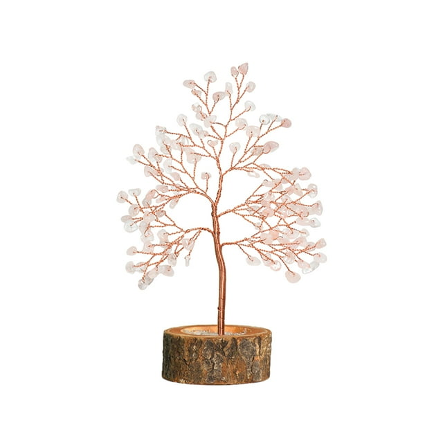 Kearding Árbol de cristal natural de piedra - Impresionante decoración hecha a mano para el hogar Árbol artificial en interiores Cristal rosa Type3 NO3