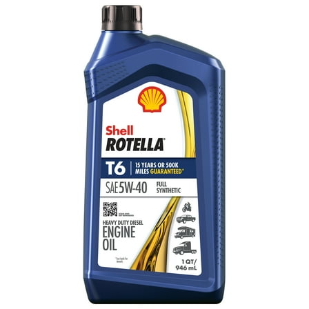 Shell Rotella T6 Full Synthetic 5W-40 Diesel Engine Oil, 1 Quart