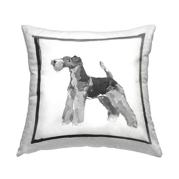 Stupell Industries Minimal Airedale Terrier Decorative Printed Throw Pillow Design by Cartissi