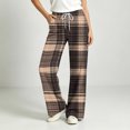 thumbnail image 4 of Hvogkswy Women Plaid Pajama Pants Loose Straight Wide Leg Lounge Pants Drawstring Elastic Waist Home Pajama Bottoms with Pockets, 4 of 7
