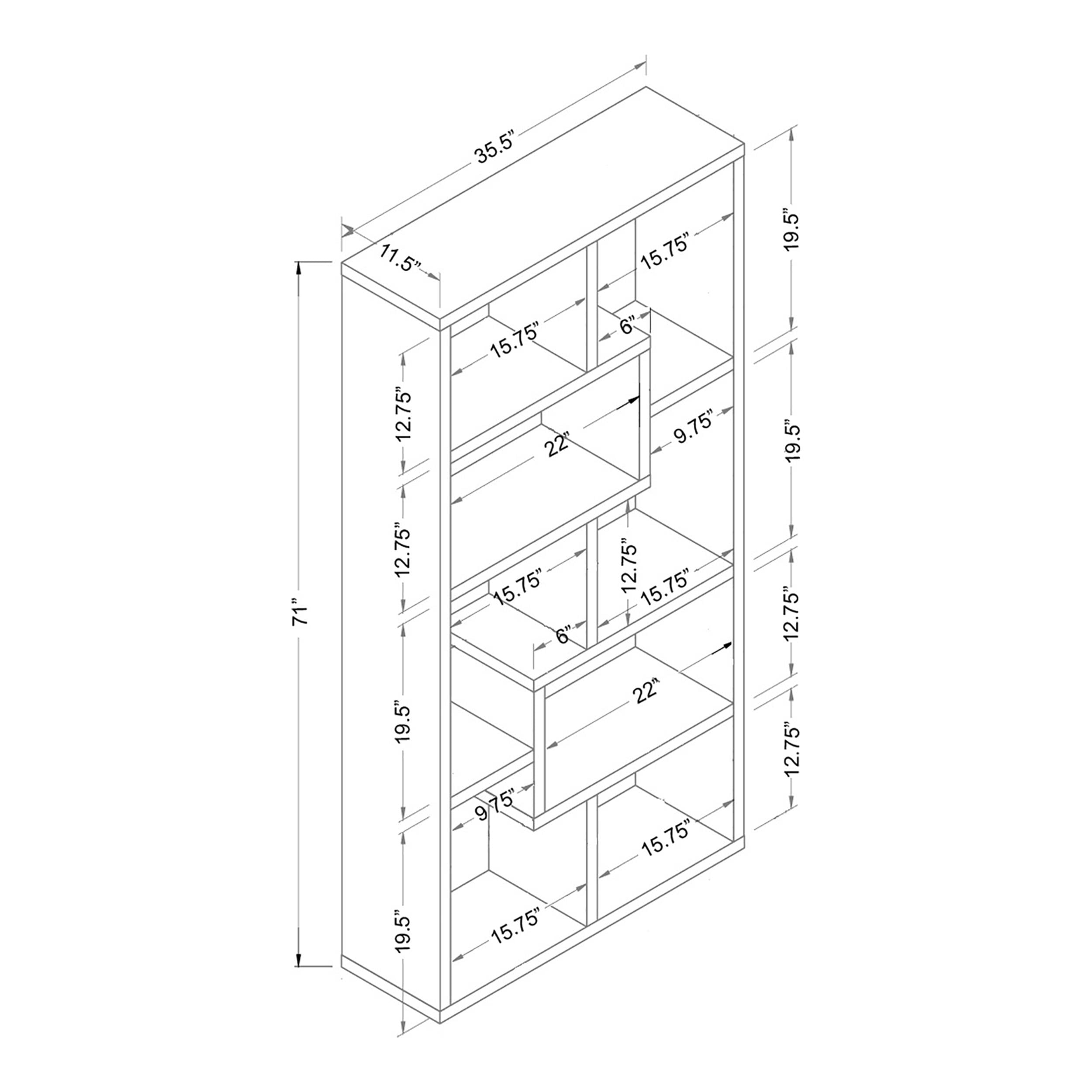 Furniture of America Adeo Contemporary Wood 10-Shelf Bookcase in Walnut