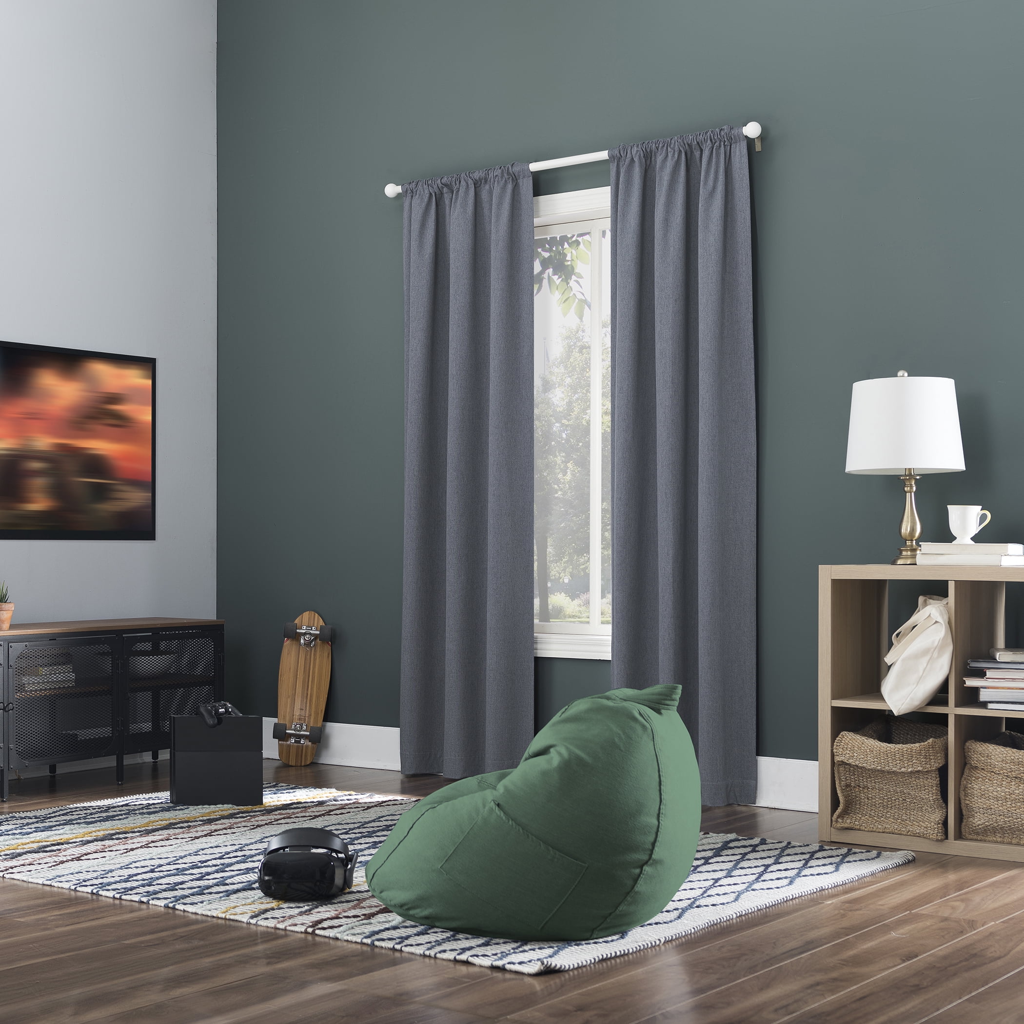 Sun Zero Jules 100% Blackout Rod Pocket 40" x 96" Single Curtain Panel in Blue