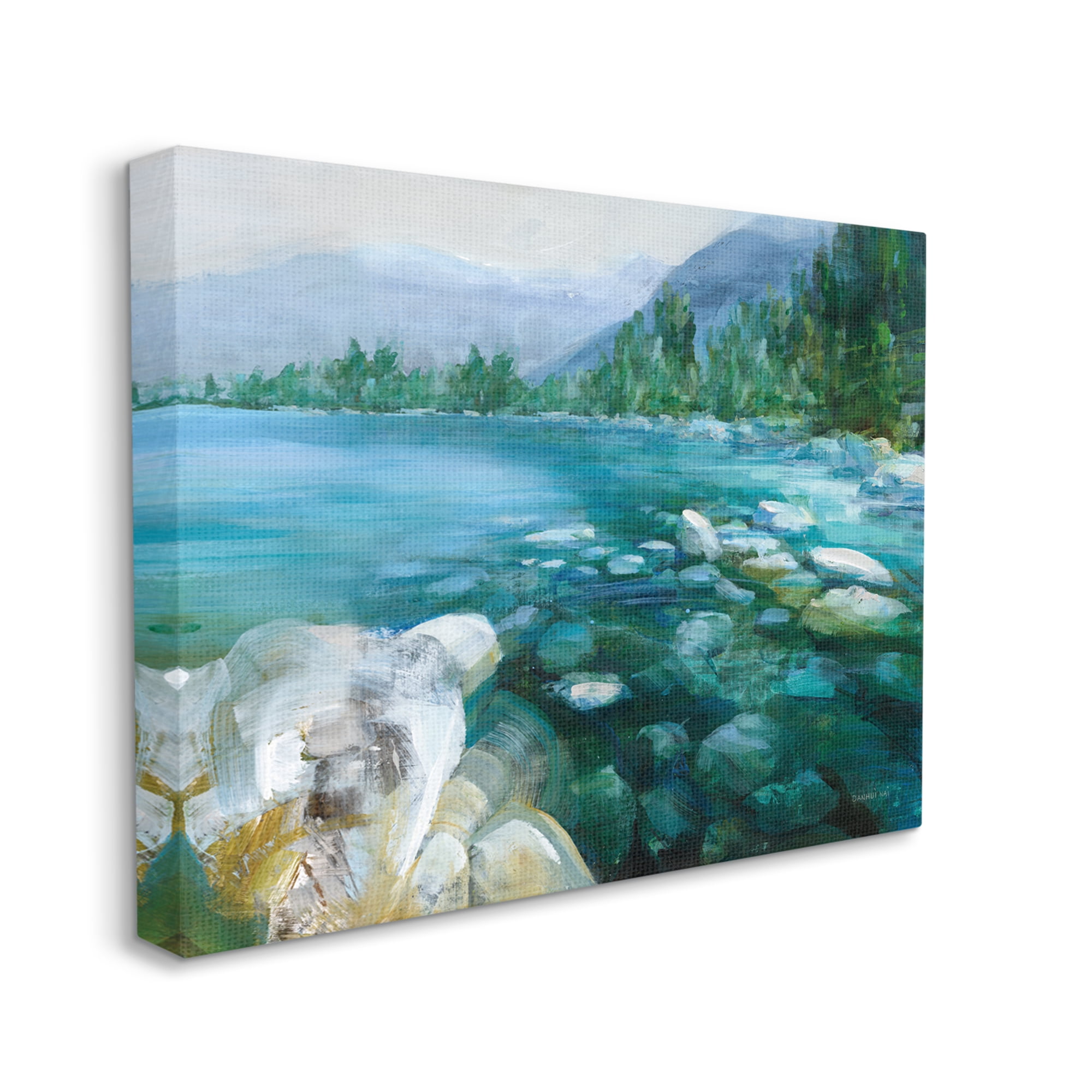 Stupell Industries Rocky River Landscape Nature Painting Gallery Wrapped Canvas Print Wall Art, 20 x 16