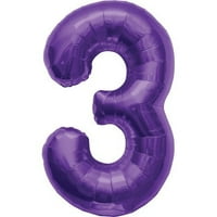 Numbers Letters Balloons Product Image Number 3 Purple Helium Foil Balloon 34 Inch