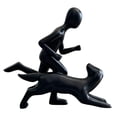 thumbnail image 1 of Figura artística de hombre y perro, regalo para amantes de las mascotas, colección creativa, decoración de mesa, escultura para armario, oficina, Negro, 1 of 7
