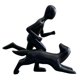 thumbnail image 1 of Estatua de hombre y perro, figura decorativa de arte para estantería de salón. Negro, 1 of 7