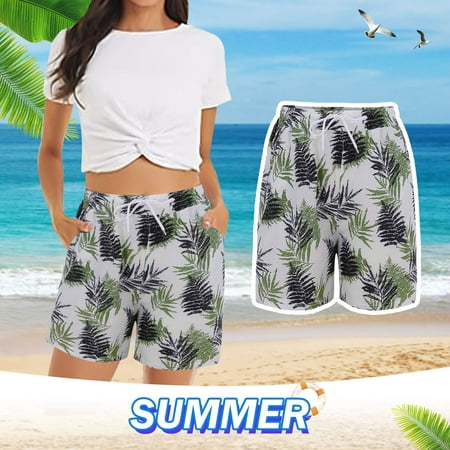 

lystmrge Tight Shorts for Women Pajamas for Women Shorts Set Womens Button up Shirts Short Sleeve Women s Casual Shorts Summer Comfy Beach Shorts Elastic Waist Floral Print With 2 Pockets