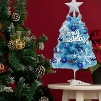 Blue Christmas Tree,Artificial Christmas Tree Pre-lit Christmas Trees with Ball & Star Ornaments, Ideal for Ideal for Holiday Home, Office and Xmas Party Décor - Includes Stand